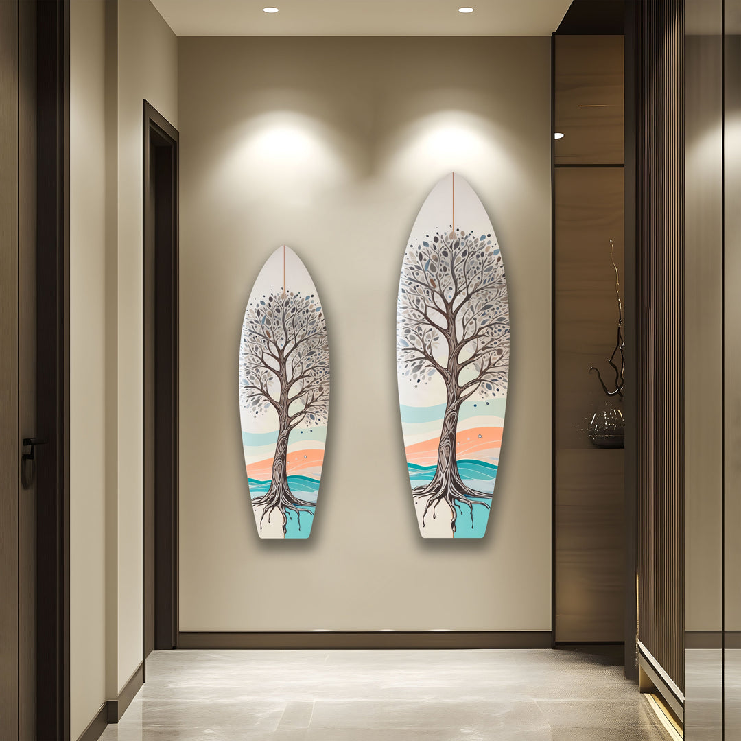 Braunes Baum-Surfbrett-Wandbild