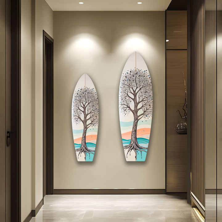 Braunes Baum-Surfbrett-Wandbild
