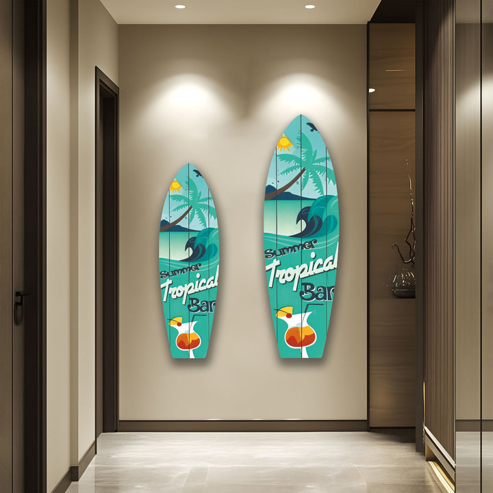 Sommerliche tropische Surfbrett-Wandkunst