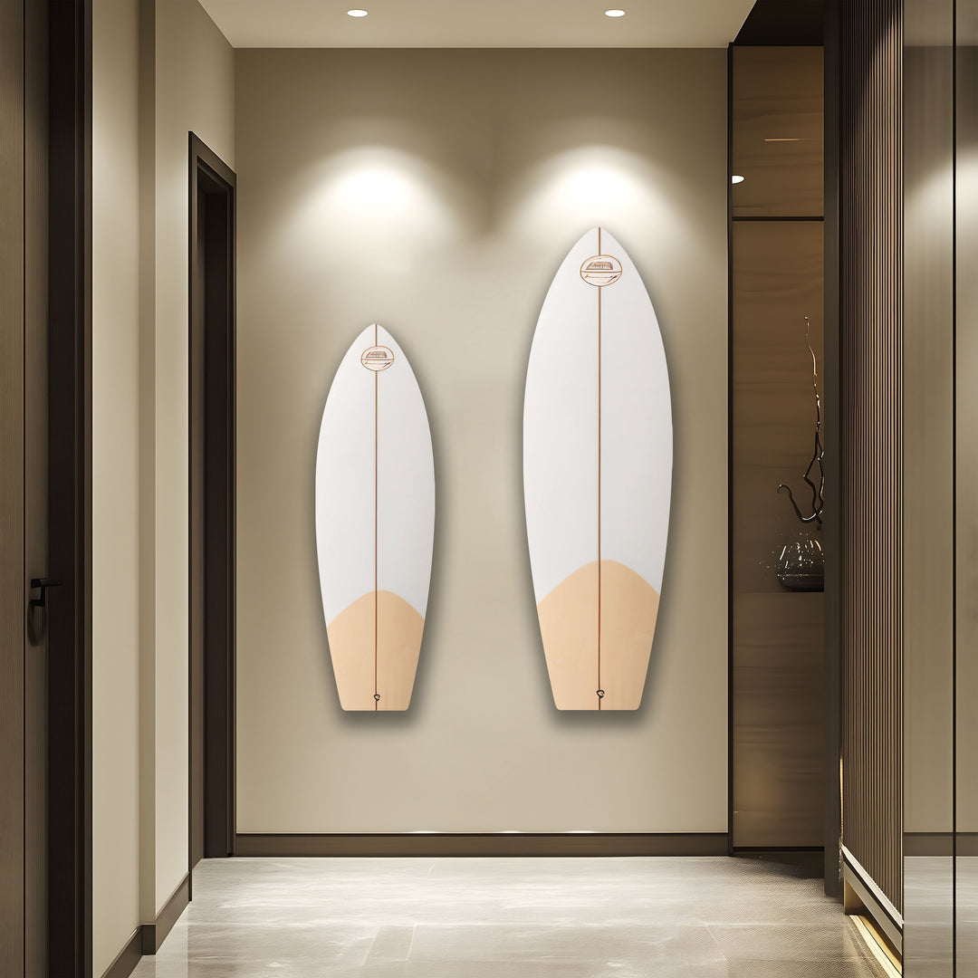 Brown White Surfboard Wall Art