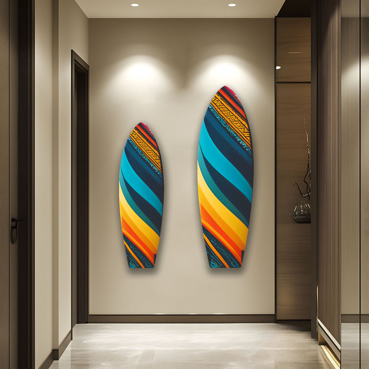 Blau Orange Kunst Surfbrett Wandkunst