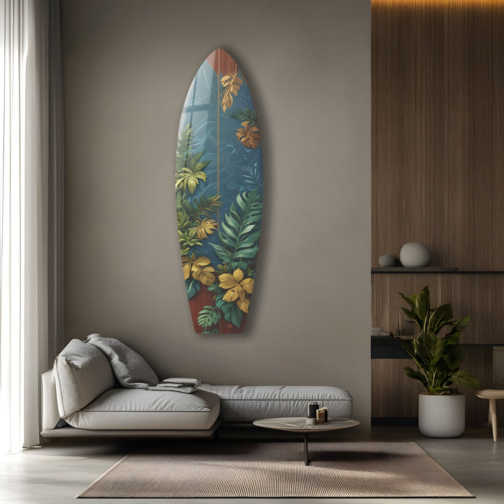 Botanische Blätter Surfbrett Wandkunst