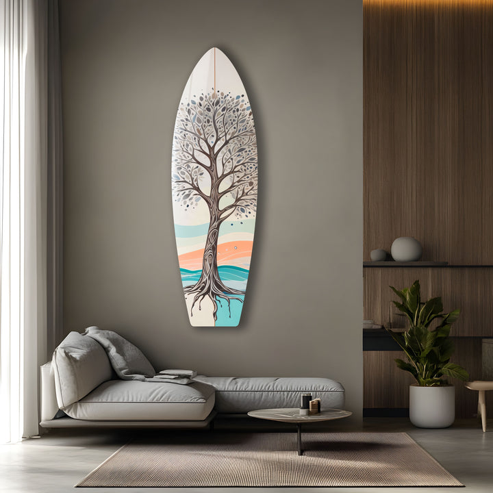 Braunes Baum-Surfbrett-Wandbild