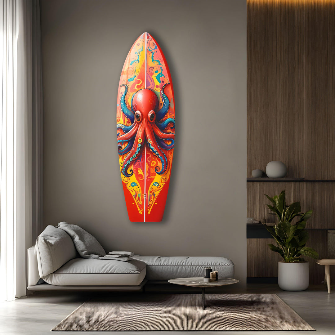 Colorful Octopus Surfboard Wall Art