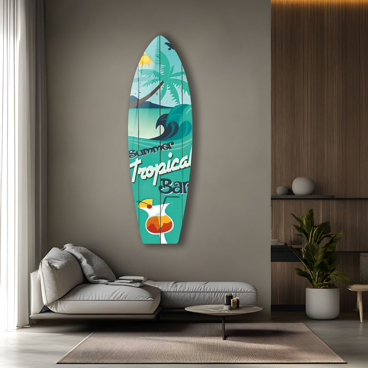 Sommerliche tropische Surfbrett-Wandkunst