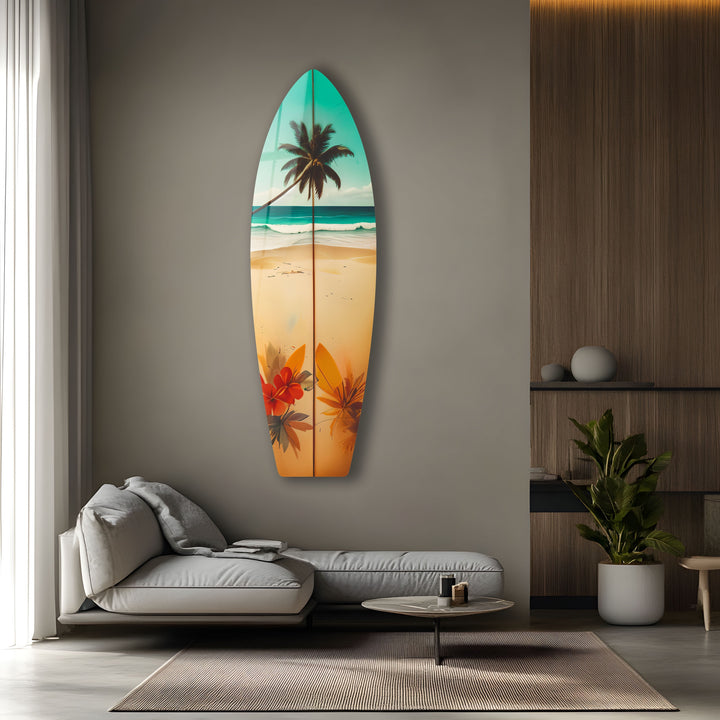 Tropical Palm Surfboard Wall Art – Coastal Beach Decor
