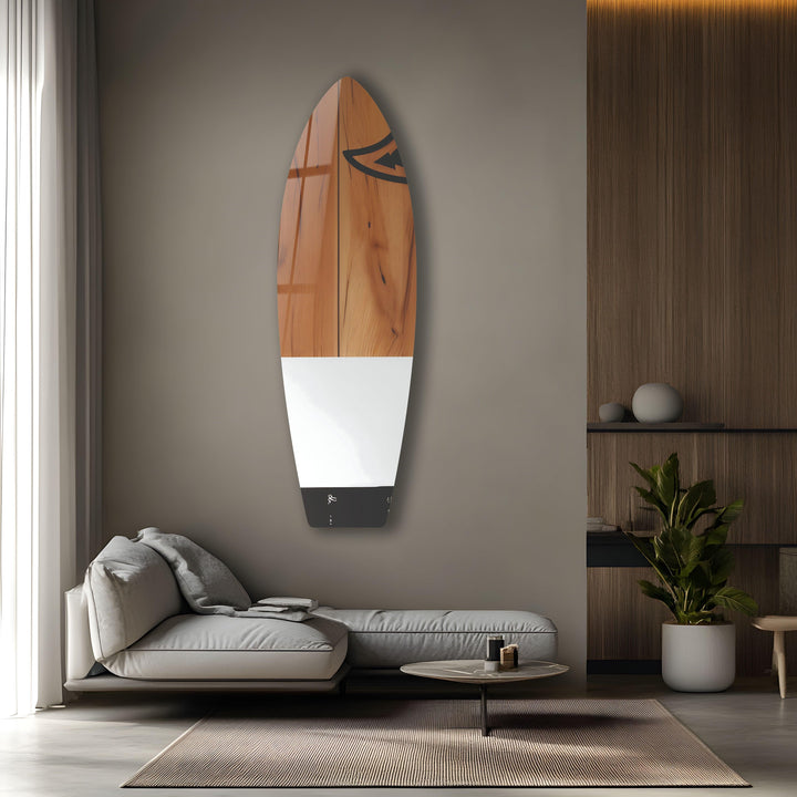 Wood Details Weißes Surfbrett-Wandbild