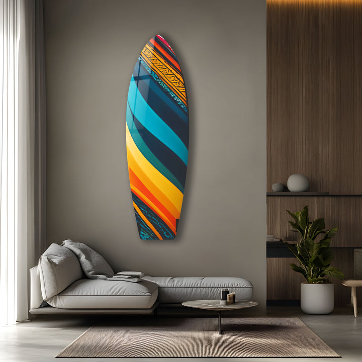 Blau Orange Kunst Surfbrett Wandkunst