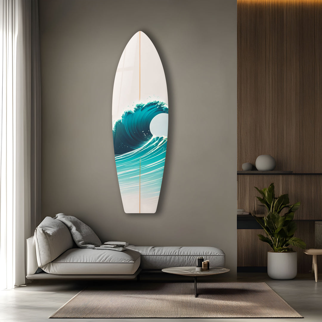 Weiße Meereswellen Surfbrett Wandkunst