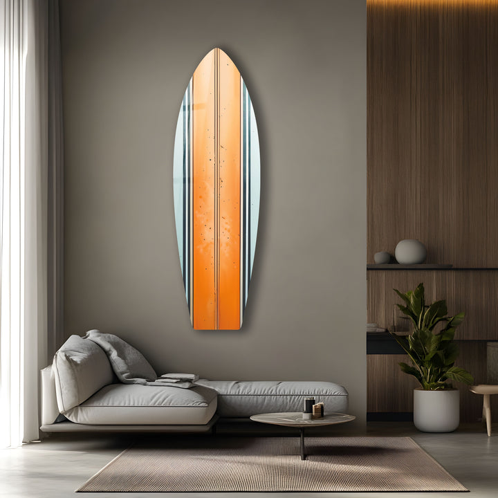 Orange weiße Linien Surfbrett Wandkunst