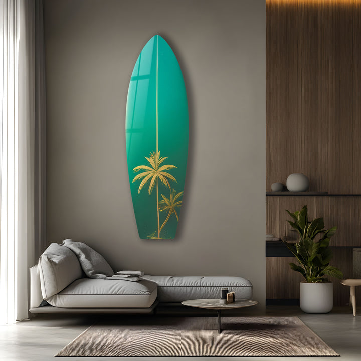 Grüne Palmen Surfbrett Wandkunst