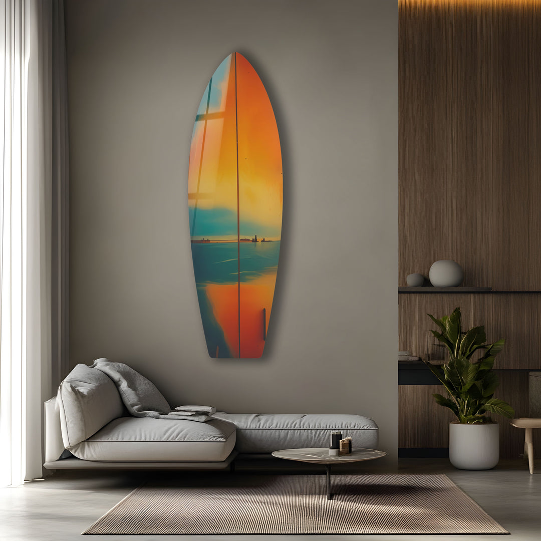 Sonnenuntergang Surfbrett Wandkunst – Ein atemberaubendes Ozean Sonnenuntergang Dekor
