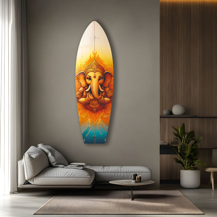 Buddha Orange Surfbrett Wandkunst