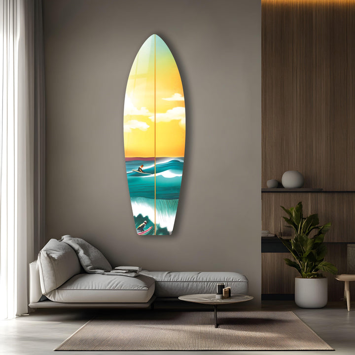 Meer Sonnenuntergang Kunst Surfbrett Wandkunst
