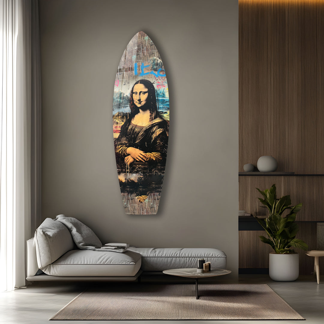 Mona Lisa Graffiti Surfbrett Wandkunst – Urban Street Pop Art Dekor