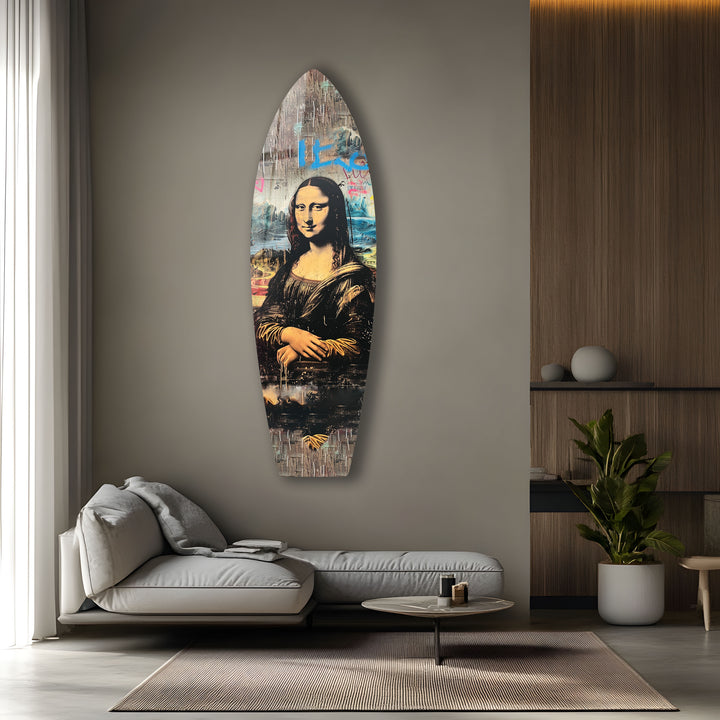 Mona Lisa Graffiti Surfbrett Wandkunst – Urban Street Pop Art Dekor