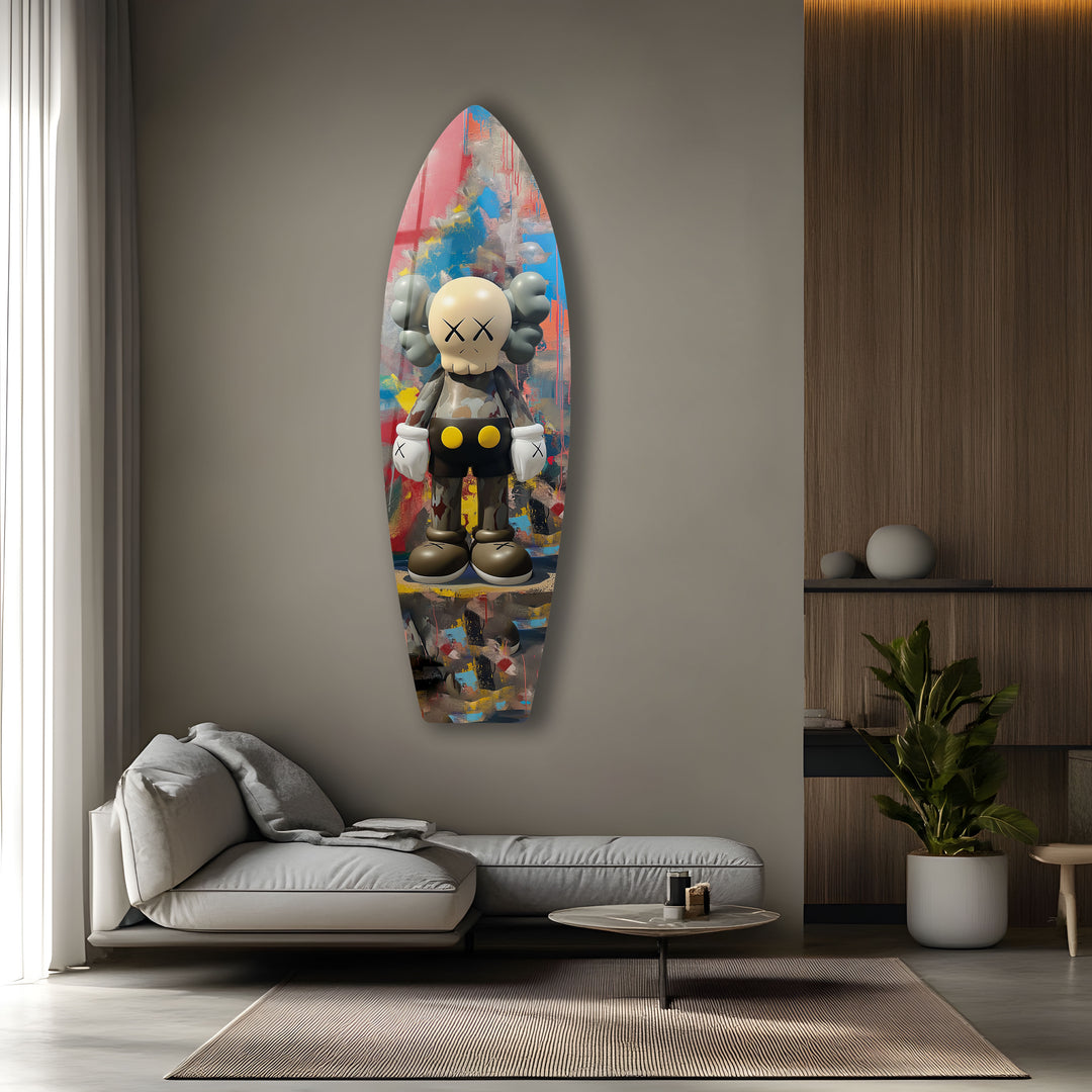Graffiti Surfboard Wall Art – Contemporary Urban Pop Figurine Decor