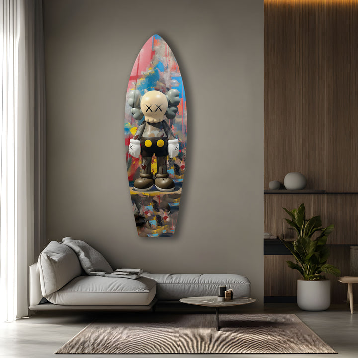 Graffiti Surfboard Wall Art – Contemporary Urban Pop Figurine Decor