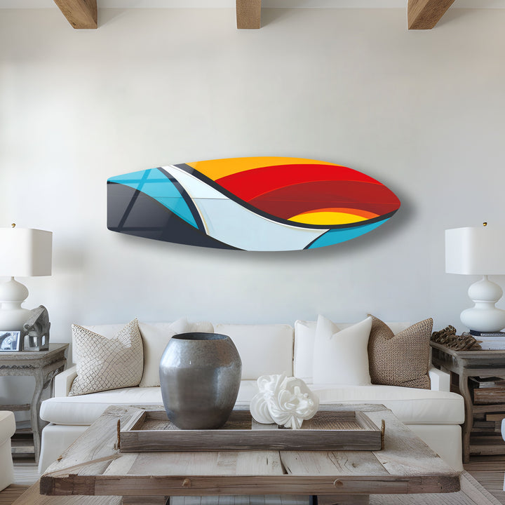 Red Blue Surfboard Wall Art