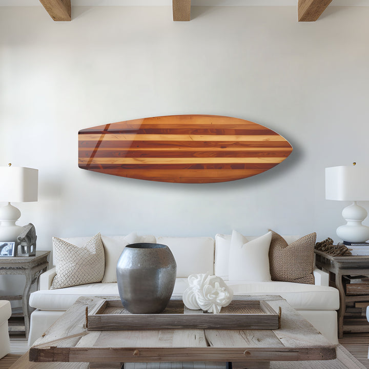 Wooden Details Braunes Surfbrett-Wandbild