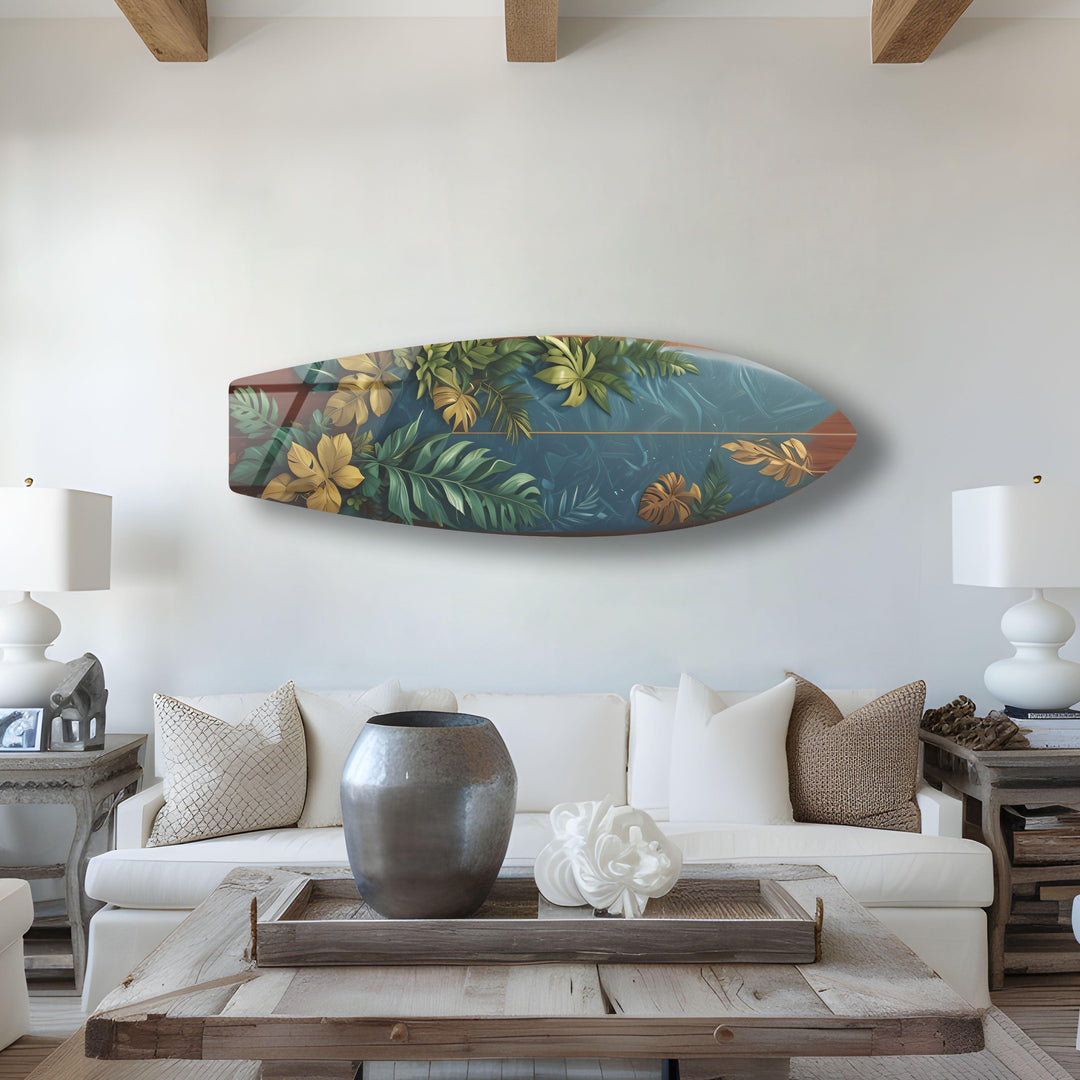 Botanische Blätter Surfbrett Wandkunst