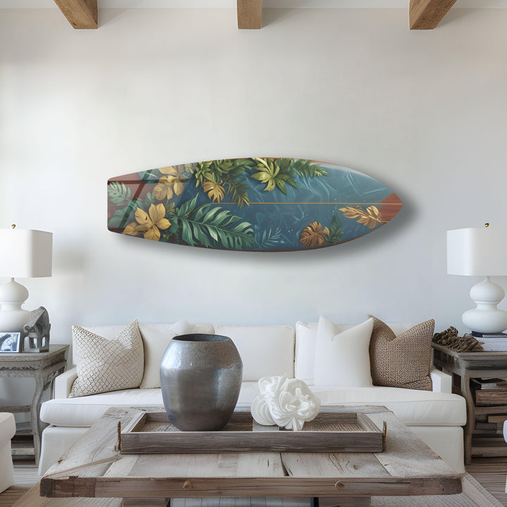 Botanische Blätter Surfbrett Wandkunst