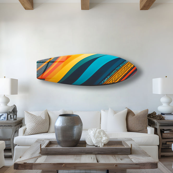 Blau Orange Kunst Surfbrett Wandkunst