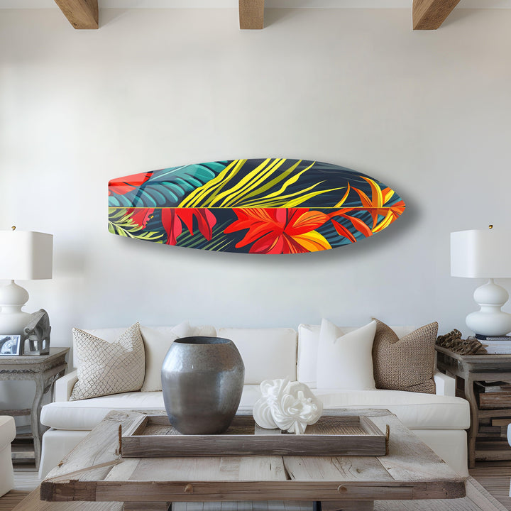 Rotes botanisches Surfbrett-Wandbild