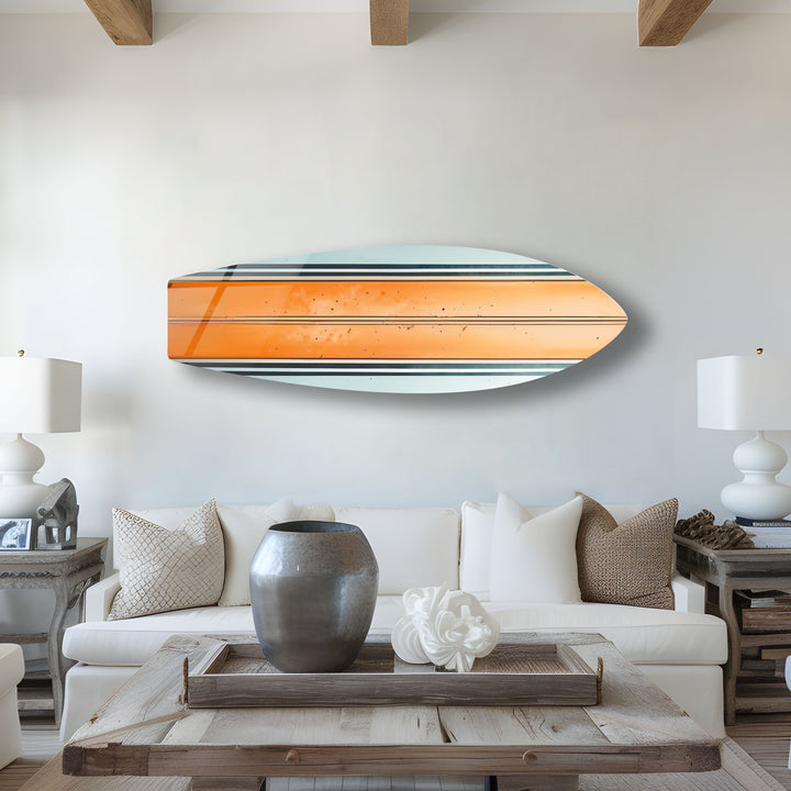 Orange weiße Linien Surfbrett Wandkunst