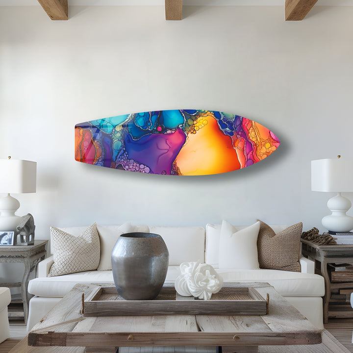 Farbig gebeizte Surfbrett-Wandkunst