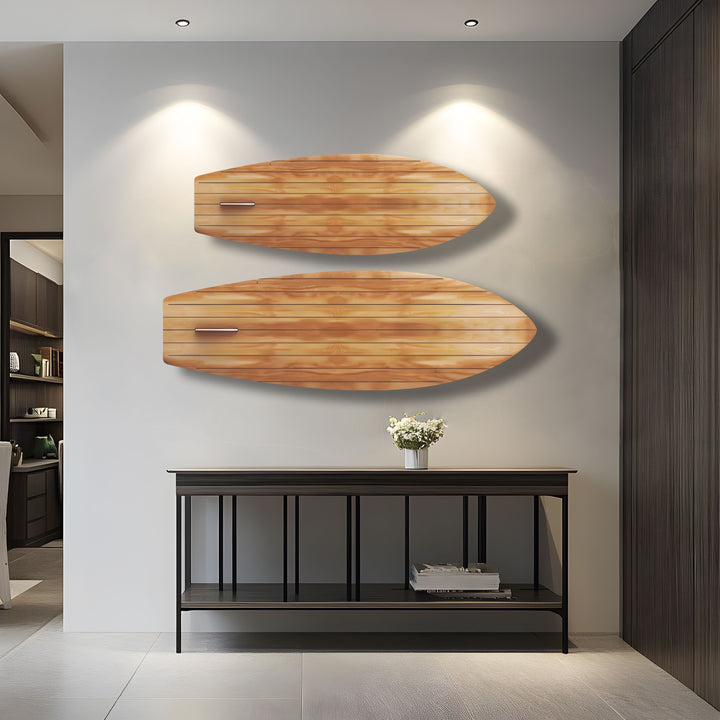 Holzdetails Braun Beige Surfbrett Wandkunst