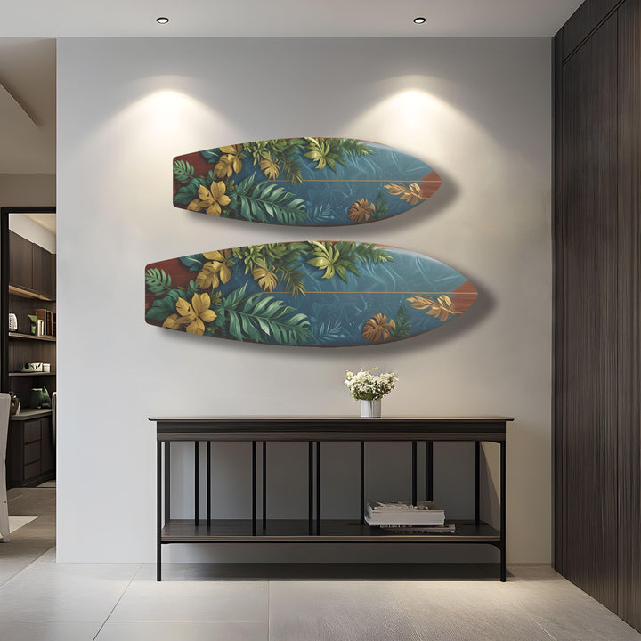 Botanische Blätter Surfbrett Wandkunst