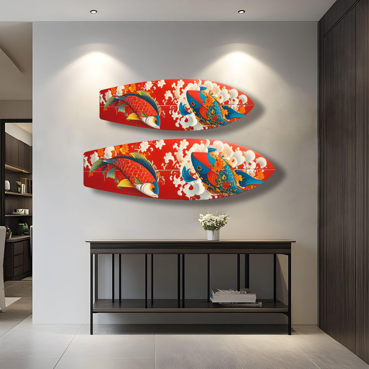 Koi Fisch Surfbrett Wandkunst