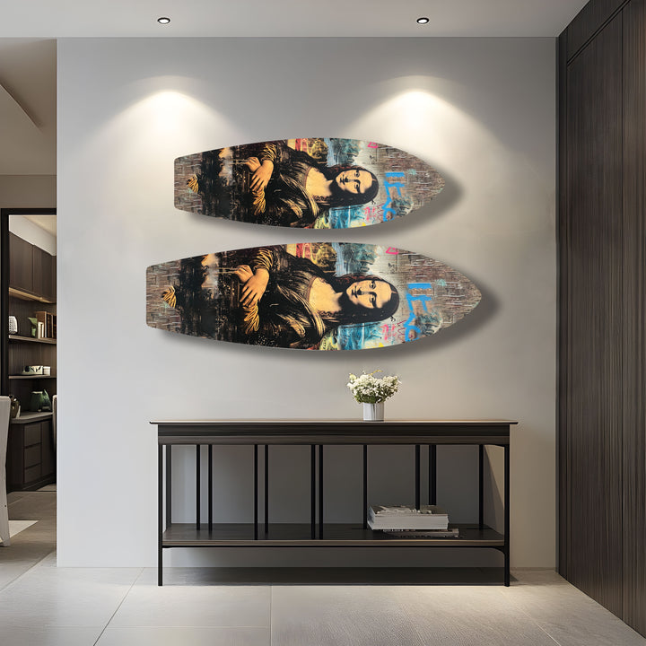 Mona Lisa Graffiti Surfbrett Wandkunst – Urban Street Pop Art Dekor