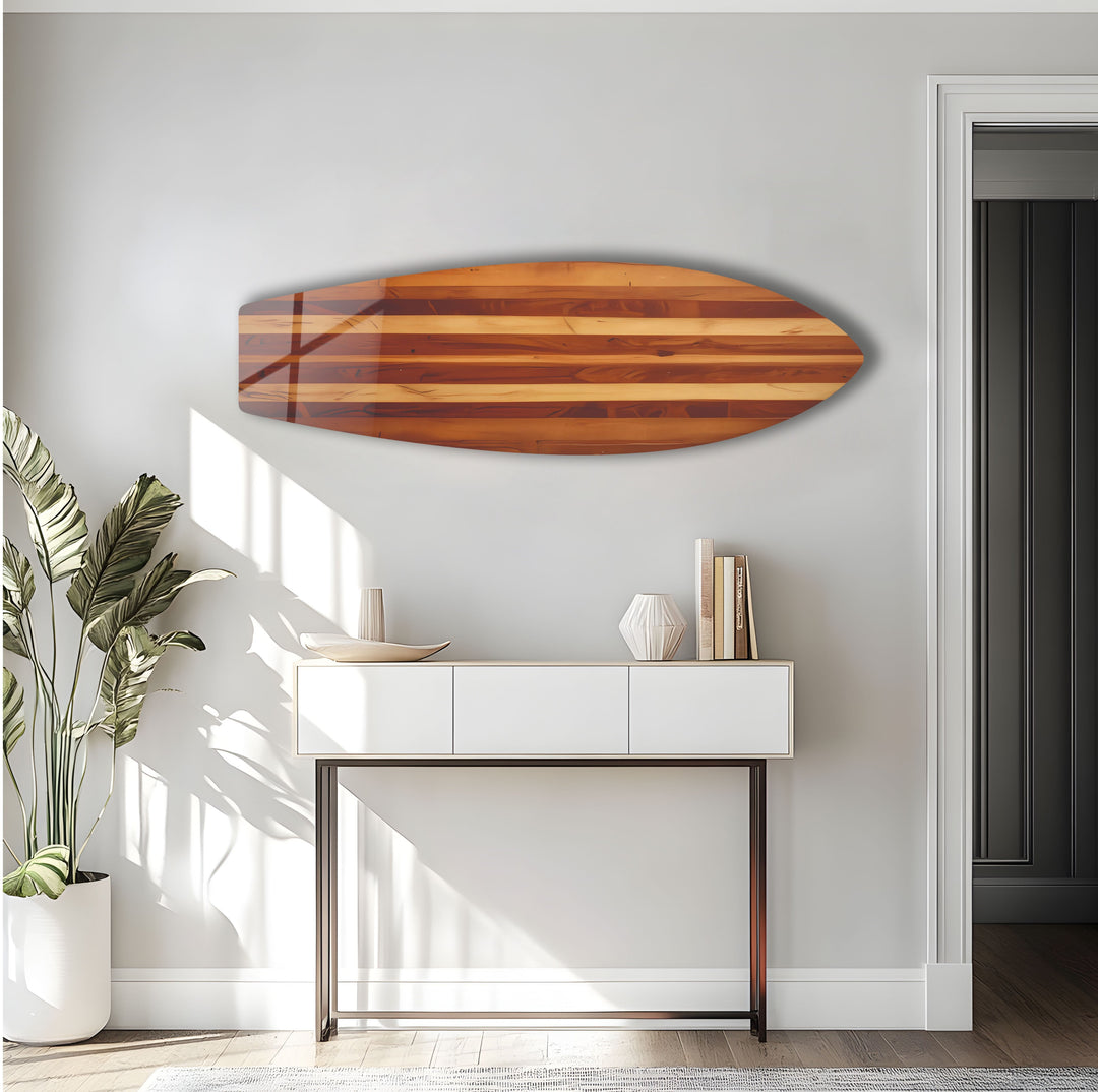 Wooden Details Braunes Surfbrett-Wandbild