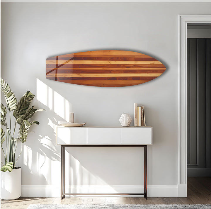 Wooden Details Braunes Surfbrett-Wandbild