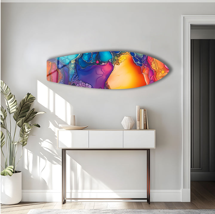 Farbig gebeizte Surfbrett-Wandkunst