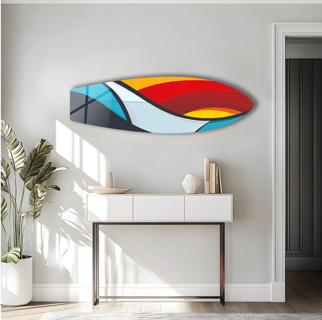 Red Blue Surfboard Wall Art