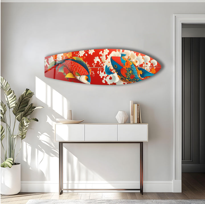 Koi Fisch Surfbrett Wandkunst