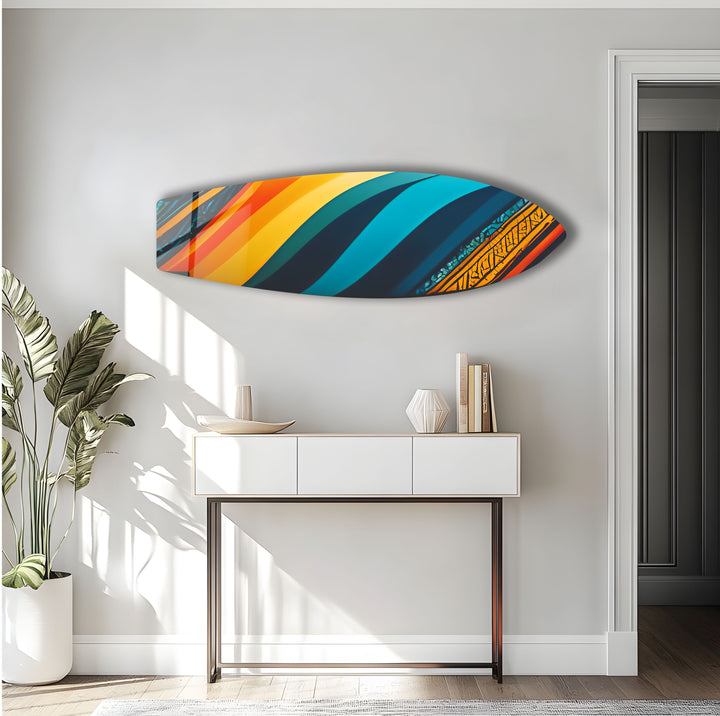 Blau Orange Kunst Surfbrett Wandkunst