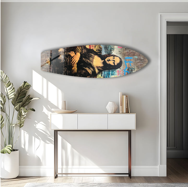 Mona Lisa Graffiti Surfbrett Wandkunst – Urban Street Pop Art Dekor