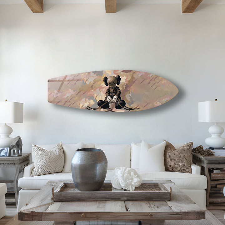 Minimalistische, von Kaws inspirierte Surfbrett-Wandkunst – Urban Street Figurine Design