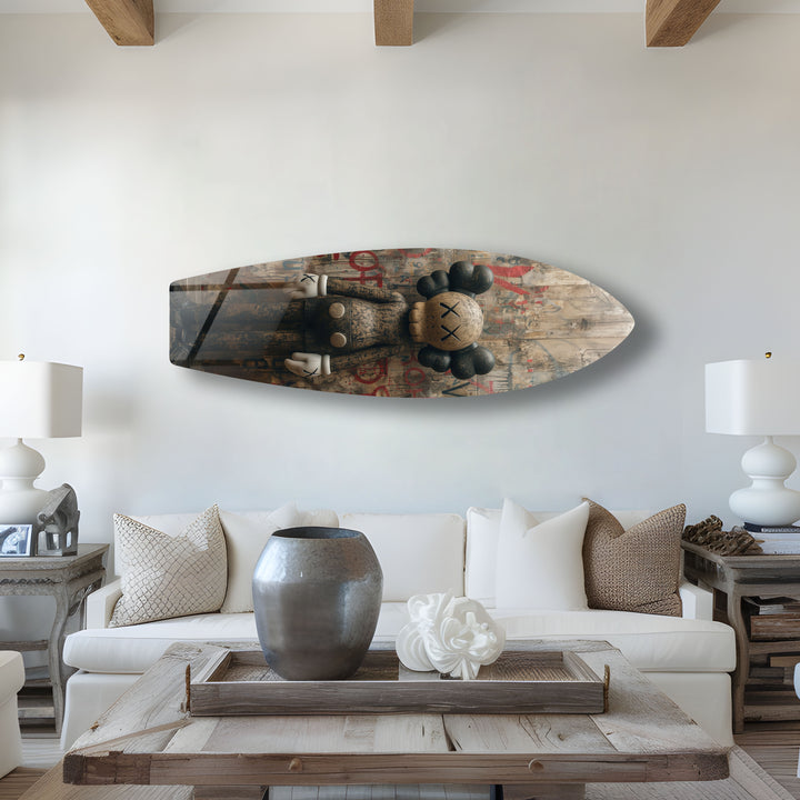 Von Kaws inspirierte Surfbrett-Wandkunst – Urban Graffiti &amp; Figurendesign