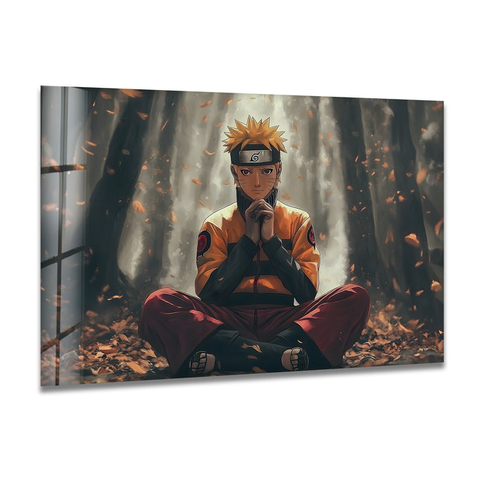 Naruto in Forest Glass Wall Art print picture on glass, Tempered Glass Wall Art