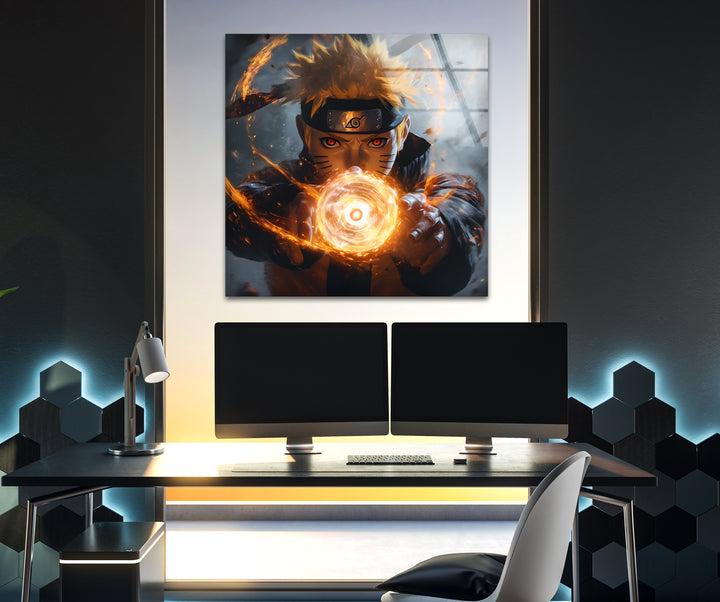  Naruto's Fiery Power Glass Wall Art stained glass wall art, stained glass wall decor