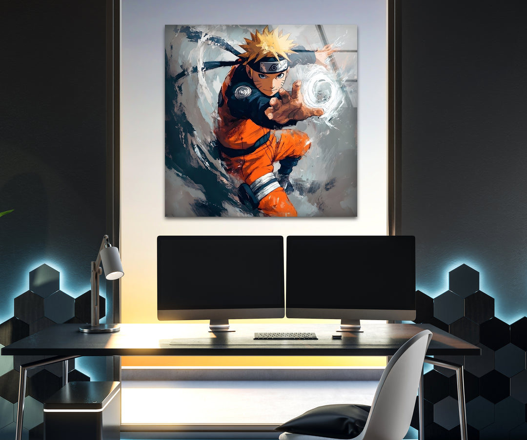 Naruto's Power Glass Wall Art print picture on glass, Tempered Glass Wall Art