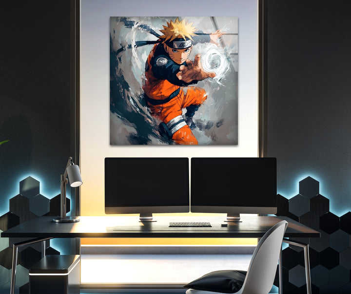 Naruto's Power Glass Wall Art print picture on glass, Tempered Glass Wall Art