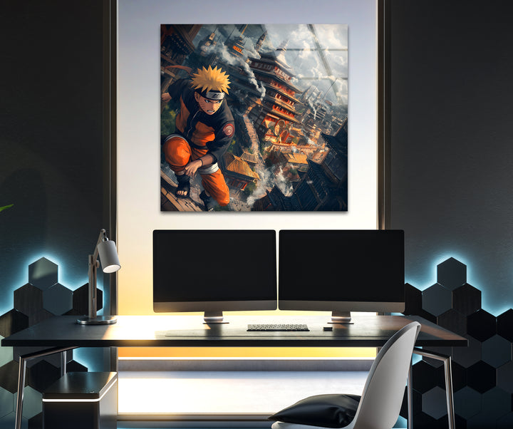 Naruto & Temple Glass Wall Art print on glass, glass printed photos
