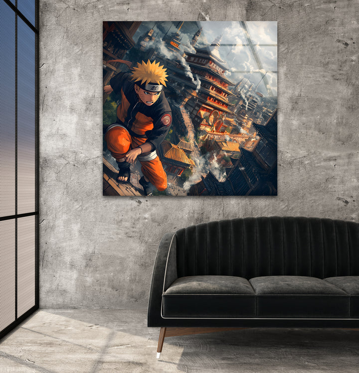 Naruto & Temple Glass Wall Art custom glass photo prints, large glass prints