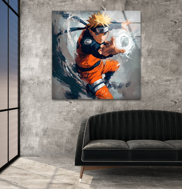 Naruto's Power Glass Wall Art picture on glass wall art, photos printed on glass